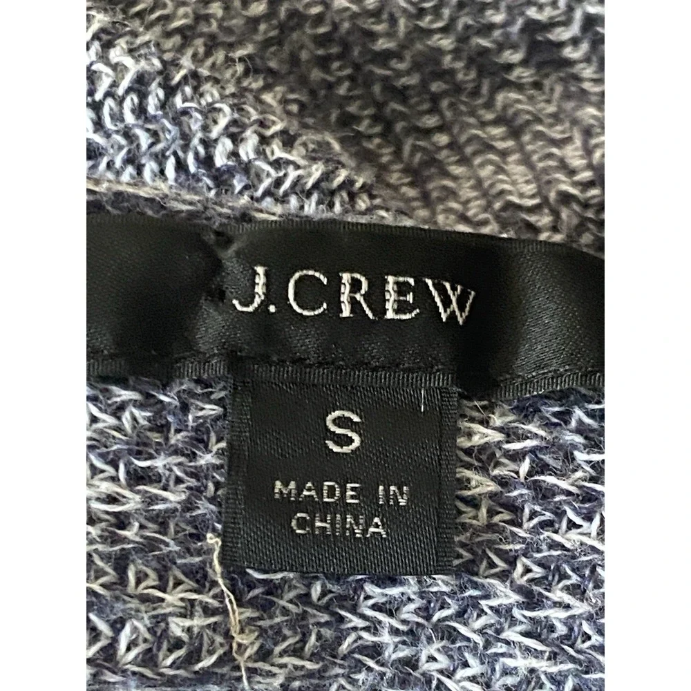 J.Crew Linen Cotton Marled Knit Sweater Women's Small Blue White Long Sleeve